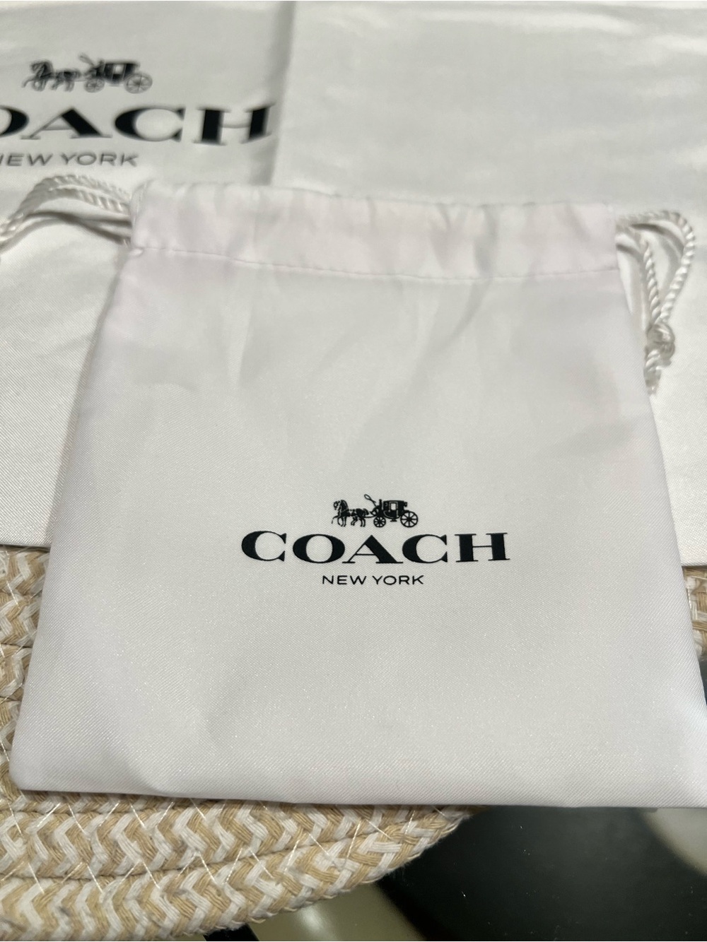 COACH Two White Drawstring Dust Bags - Large + Small - Picture 2 of 4